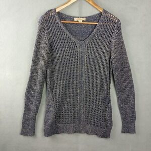 Nine West Vintage‎ America Celine Sweater Womens Medium Purple Cotton V Neck